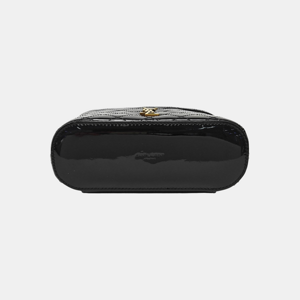80'S VANITY Quilted Patent Leather Black