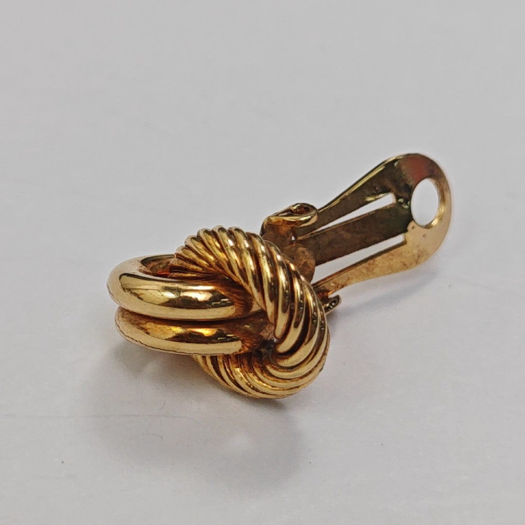 Twist Round Metal Gold Clip On Earrings