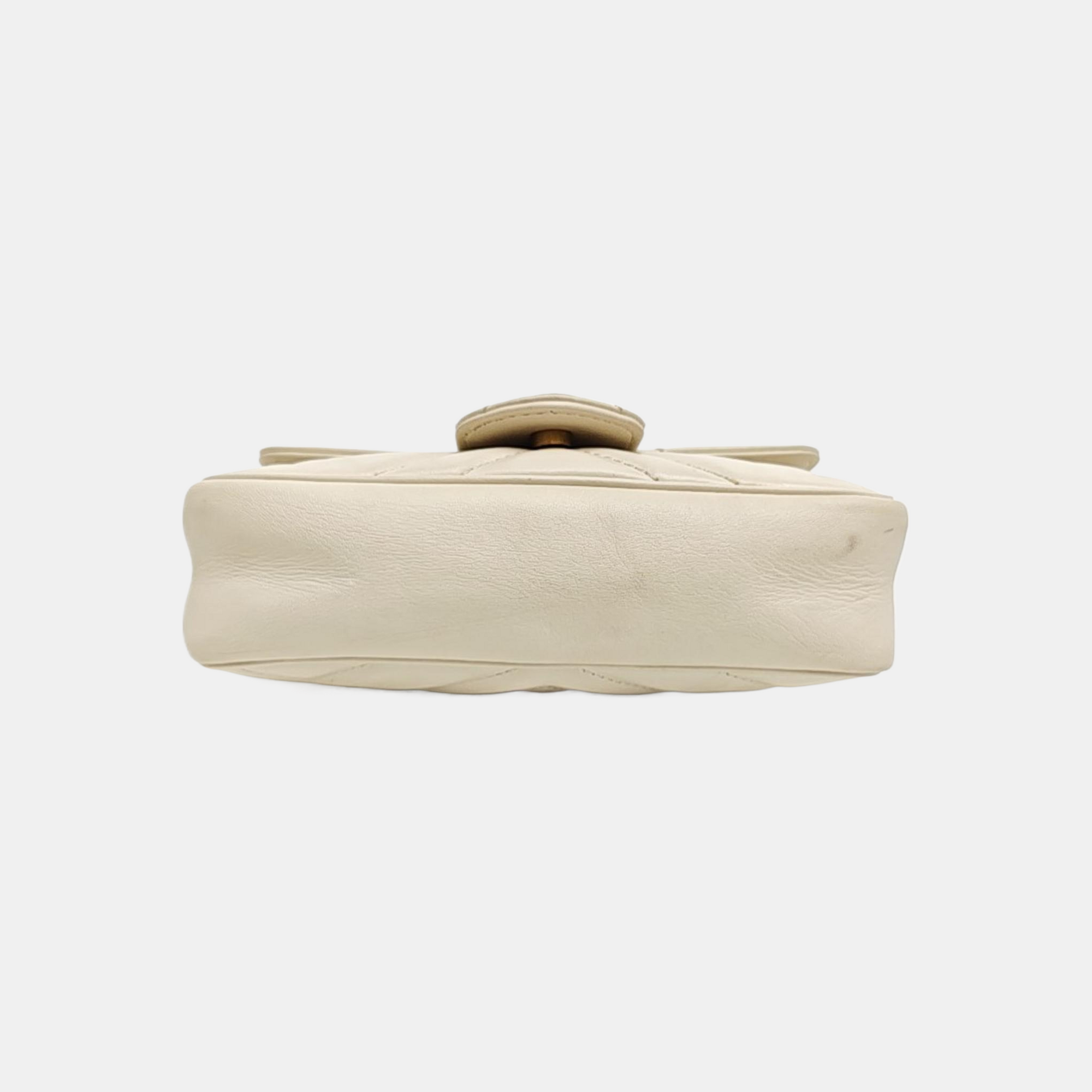 GG Marmont Mini Quilted Calfskin White