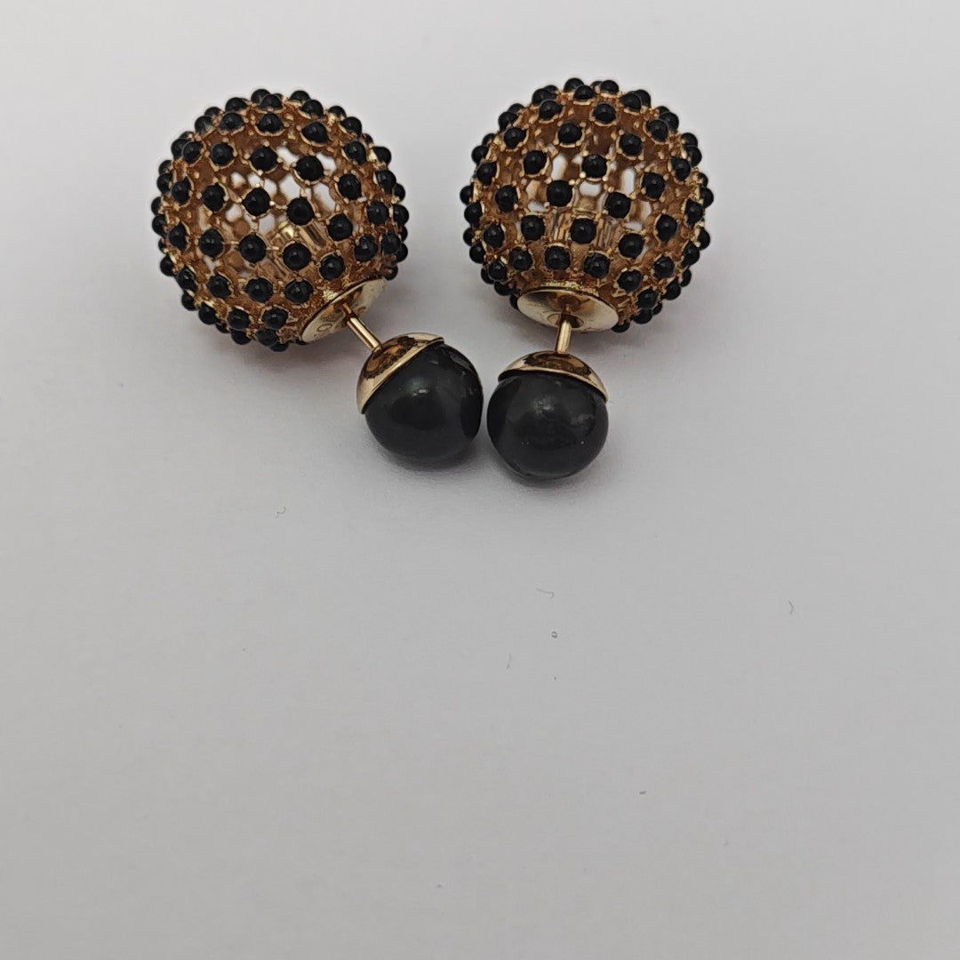 Metal Black Stud Earrings