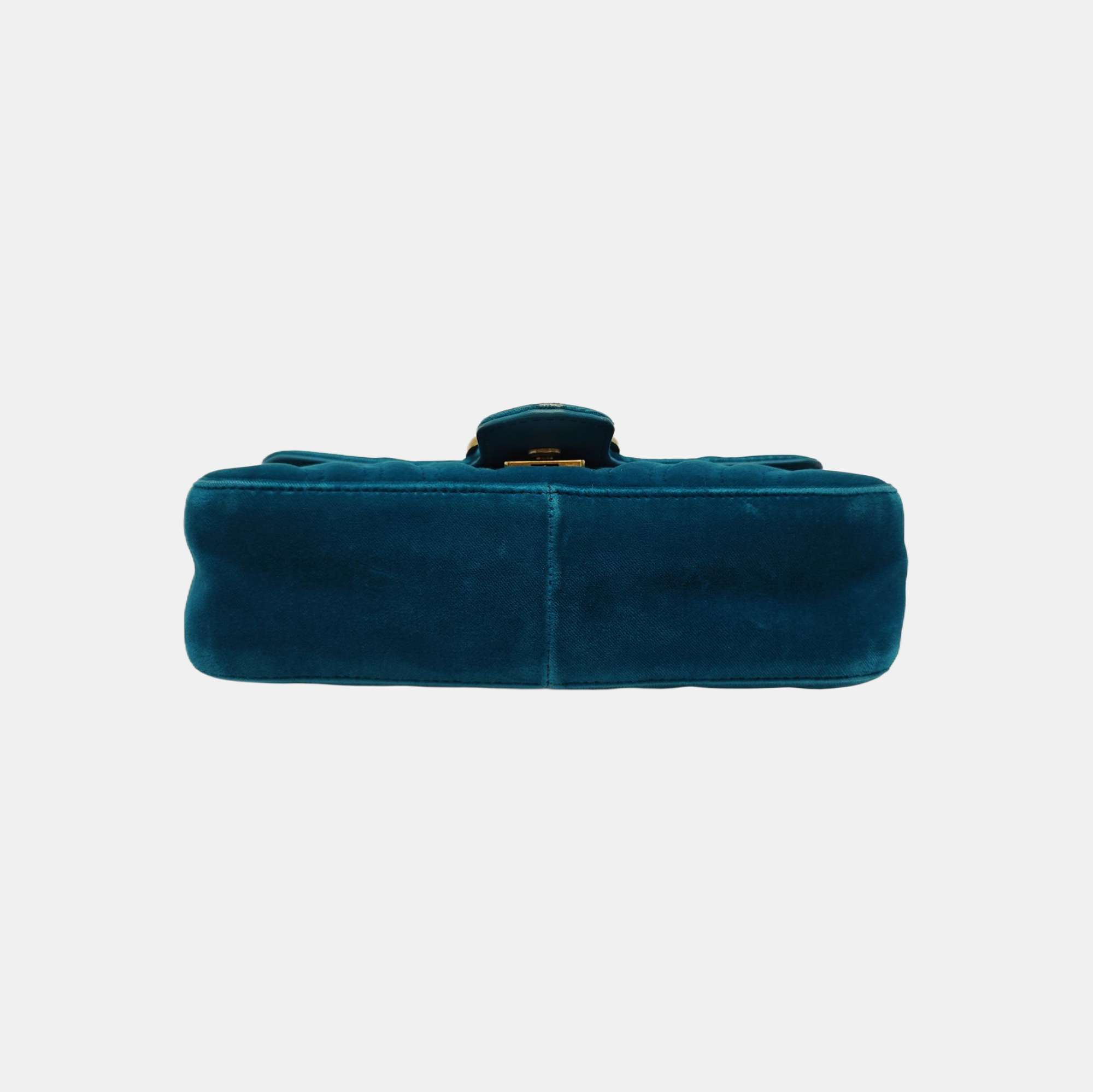GG Marmont Small Quilted Velvet Blue