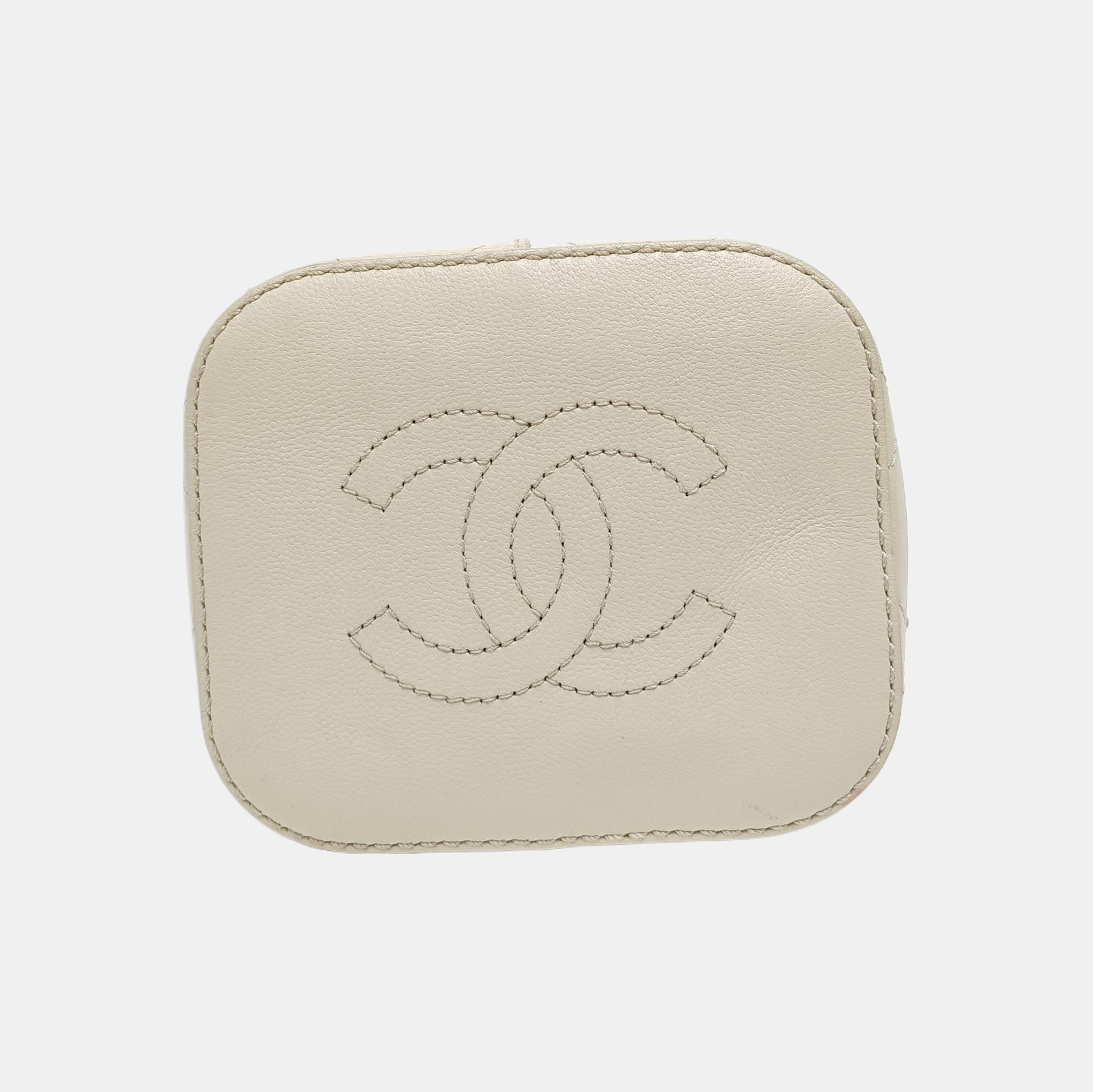 DRAWSTRING Quilted Grained Lambskin Beige