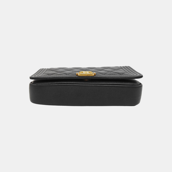 BOY CHANEL Mini Quilted Grained Calfskin Black