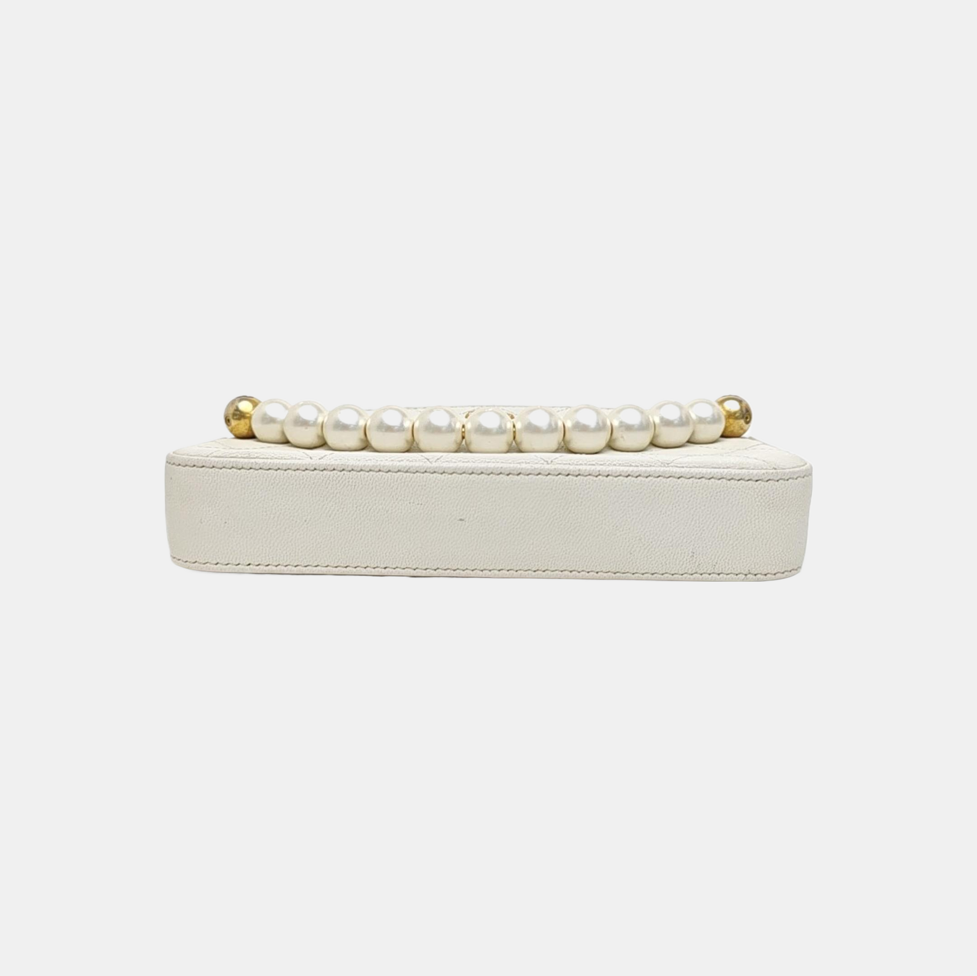 Quilted Lambskin Clutch White