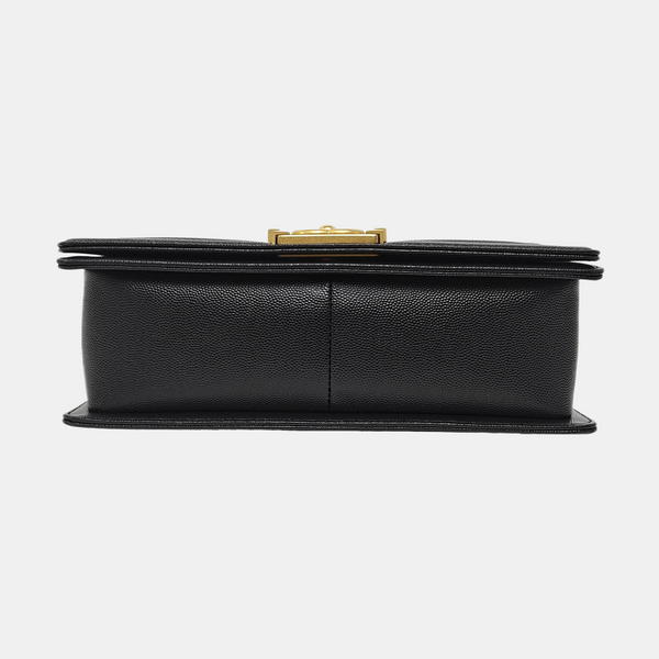 BOY CHANEL Medium Quilted Grained Calfskin Black