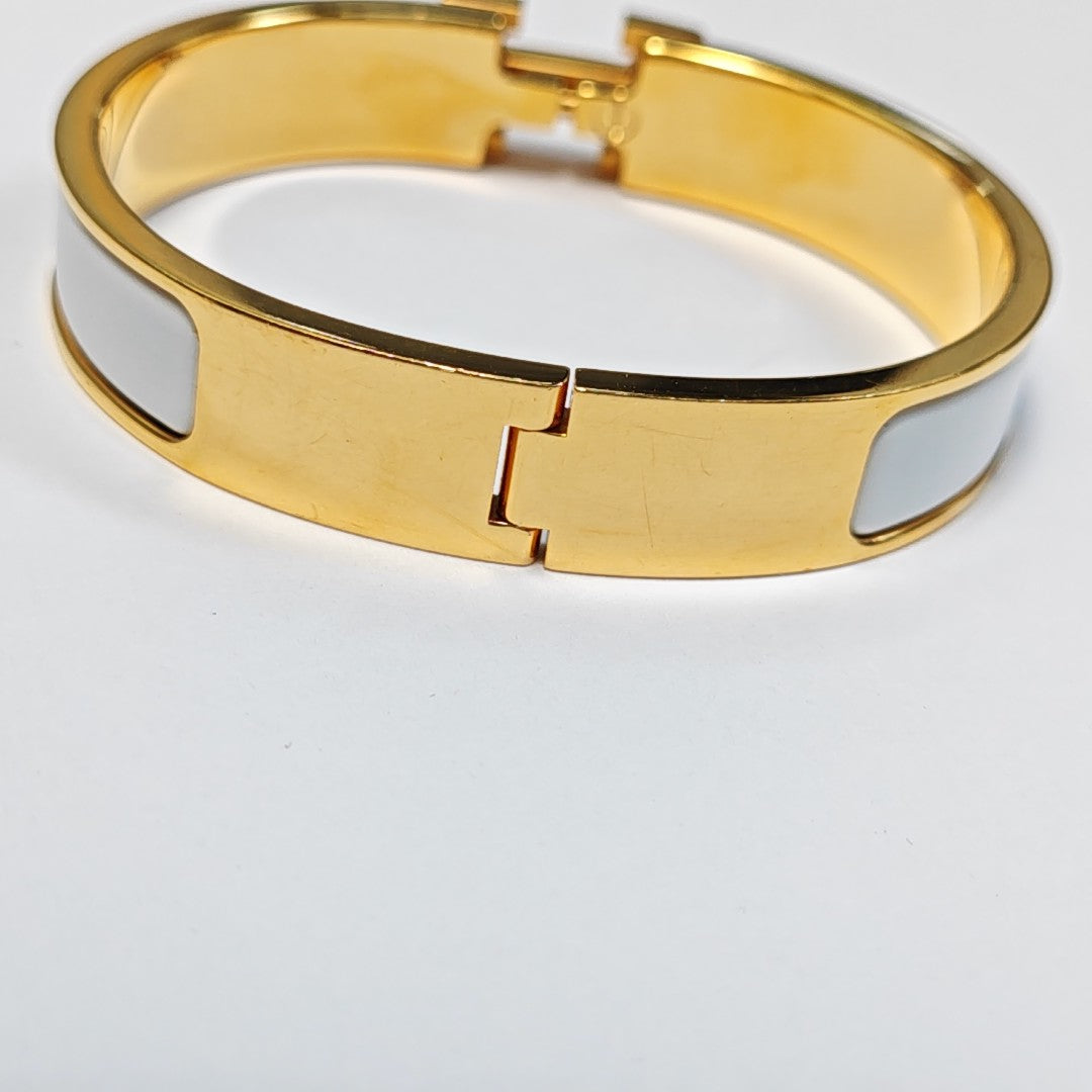 Clic H Metal White Bangle