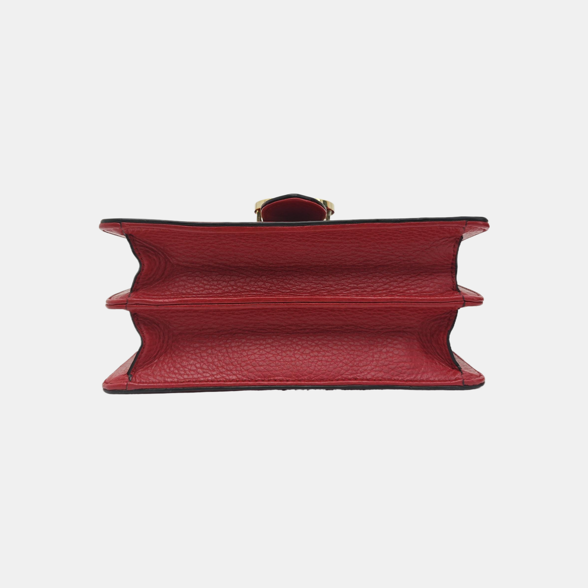 Interlocking G Small Calfskin Red