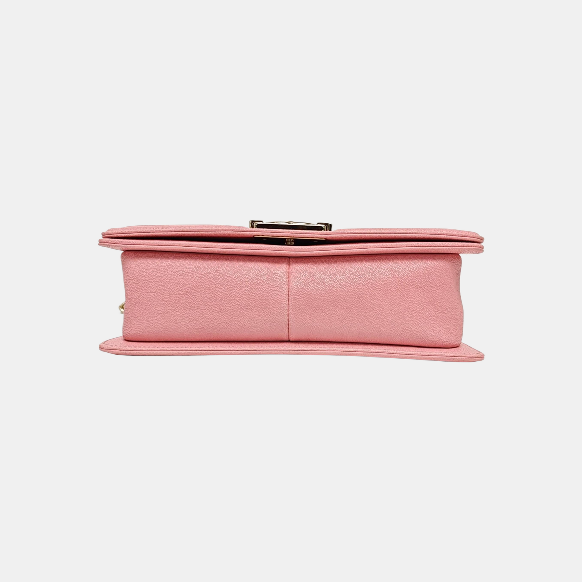 BOY CHANEL Medium Quilted Grained Calfskin Pink
