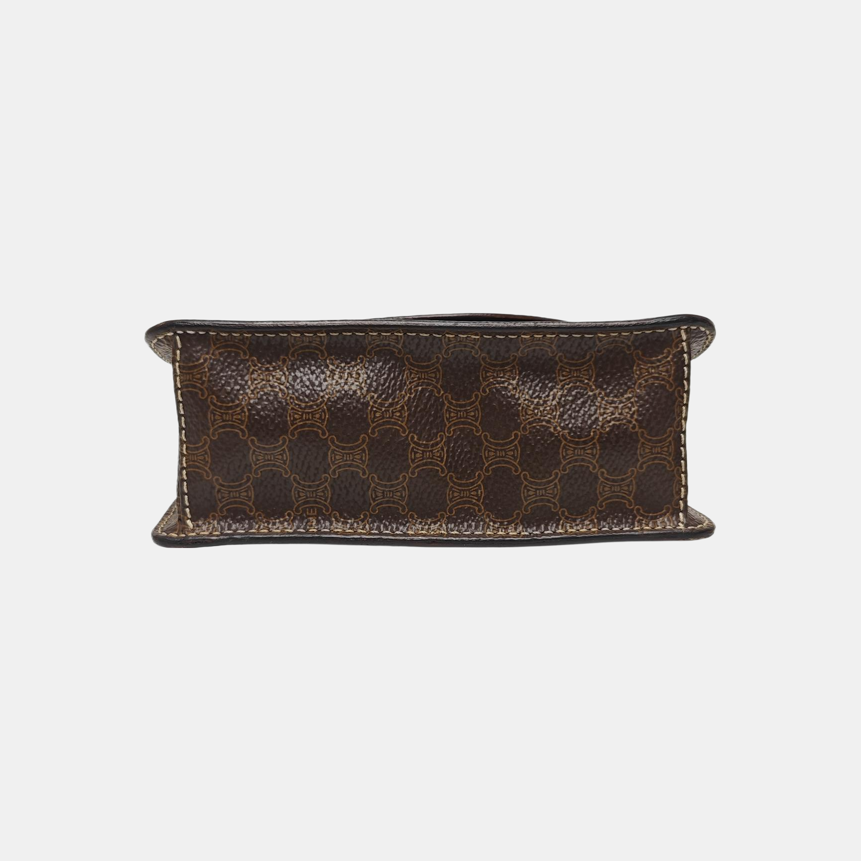 Coated Canvas Top Handle Bag Brown