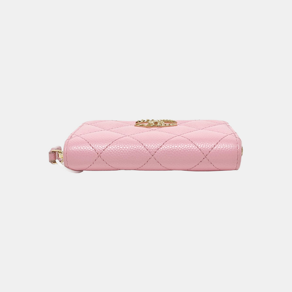 Quilted Grained Calfskin Wallet Pink