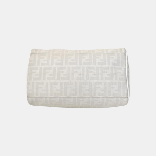 Coated Canvas Top Handle Bag White