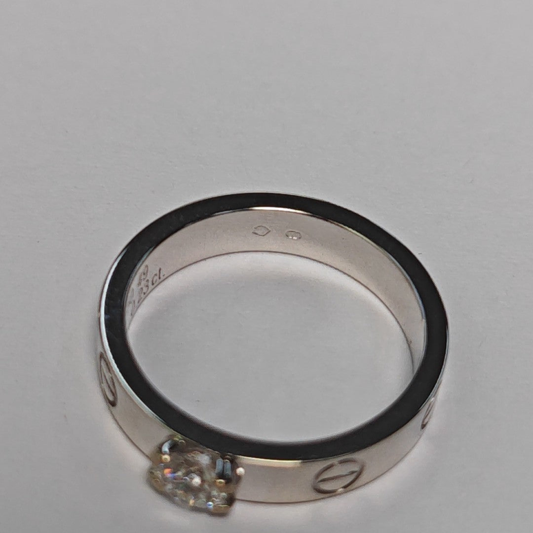 LOVE 18k White Gold Silver Ring EU 49