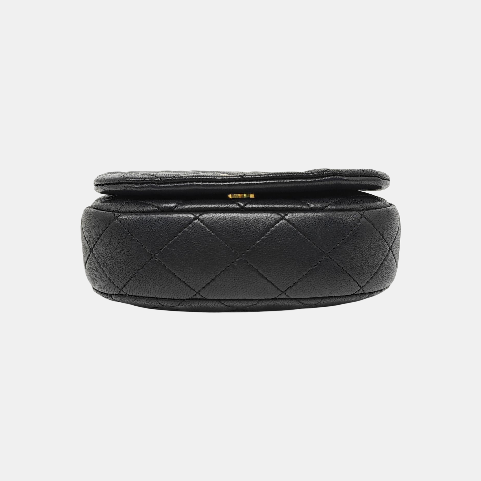 Quilted Lambskin Shoulder Bag Black