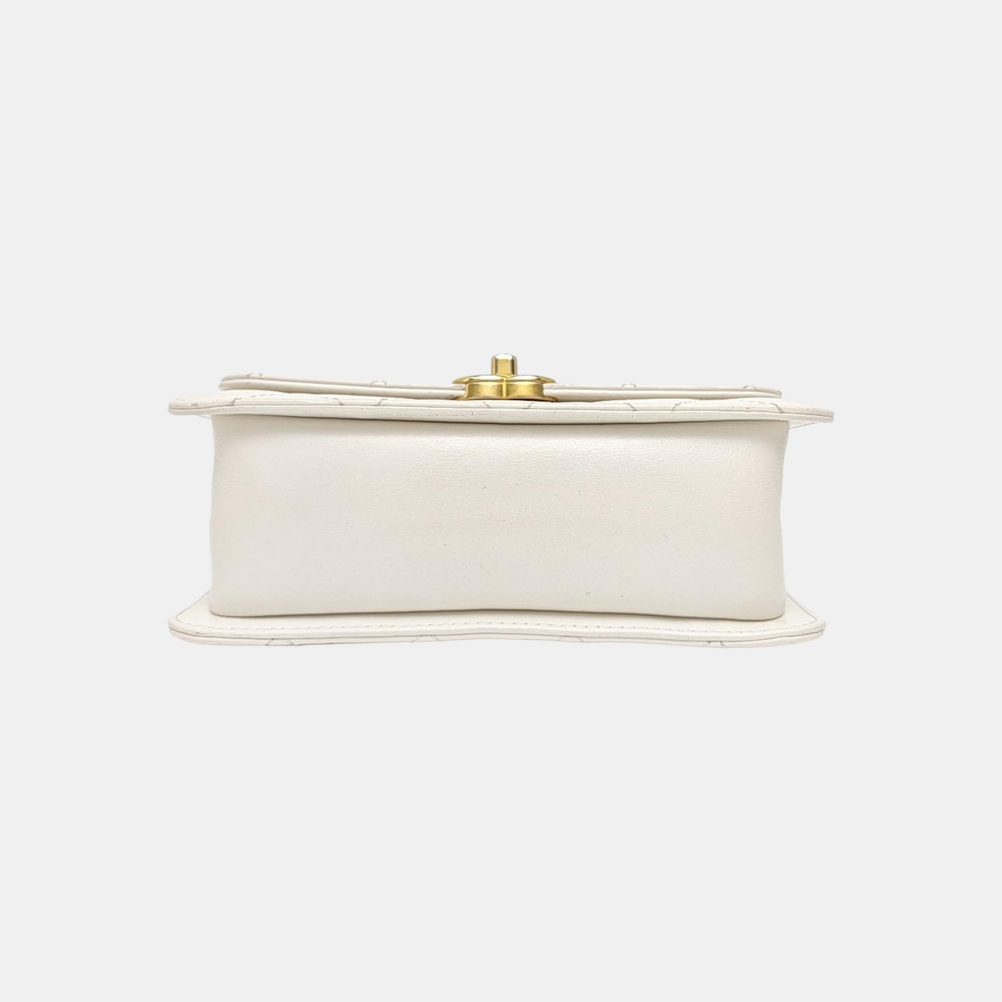Quilted Calfskin Crossbody Bag White