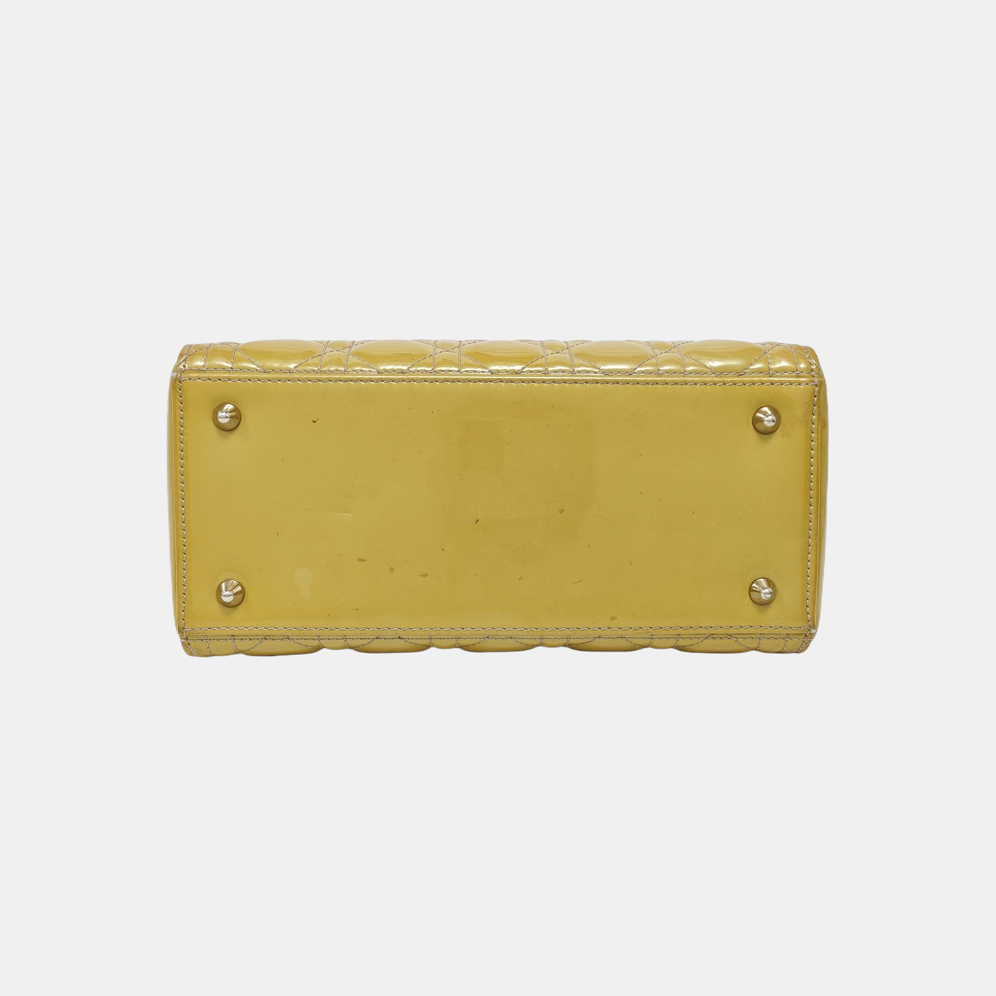 Lady Dior Medium Cannage Patent Leather Yellow