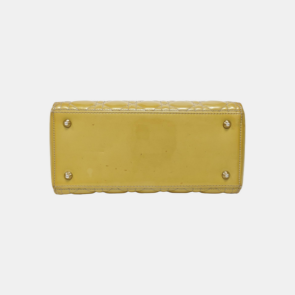 Lady Dior Medium Cannage Patent Leather Yellow
