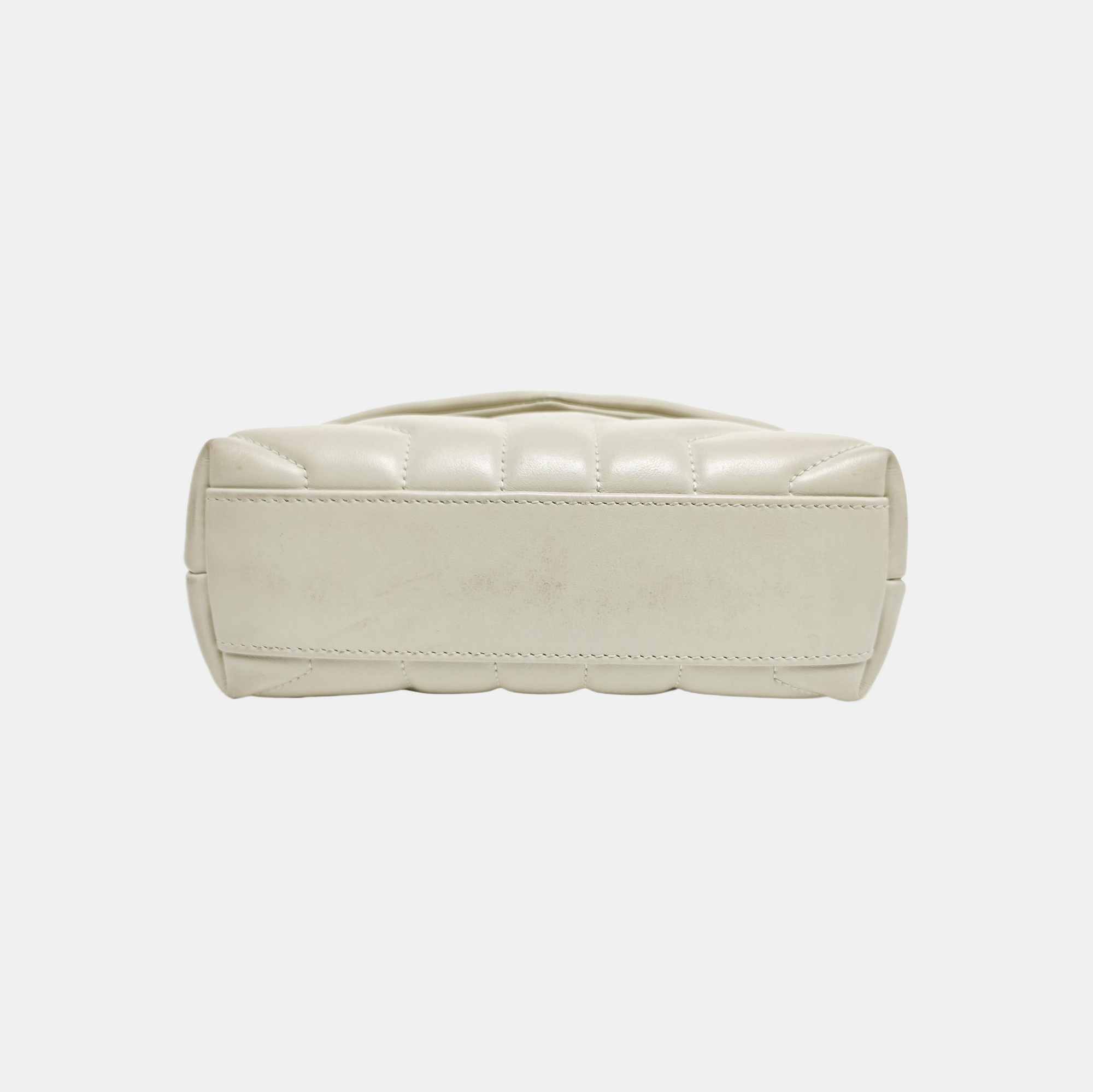 LOULOU Extra Small Chevron Calfskin White