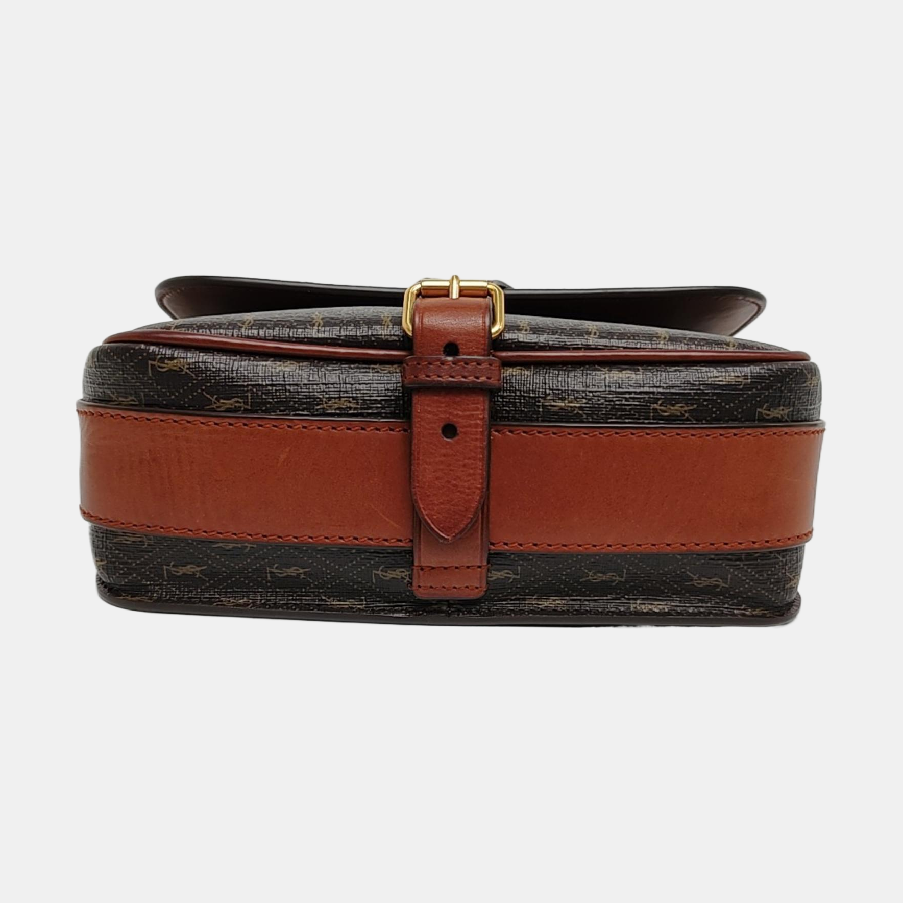 Coated Canvas Crossbody Bag Brown