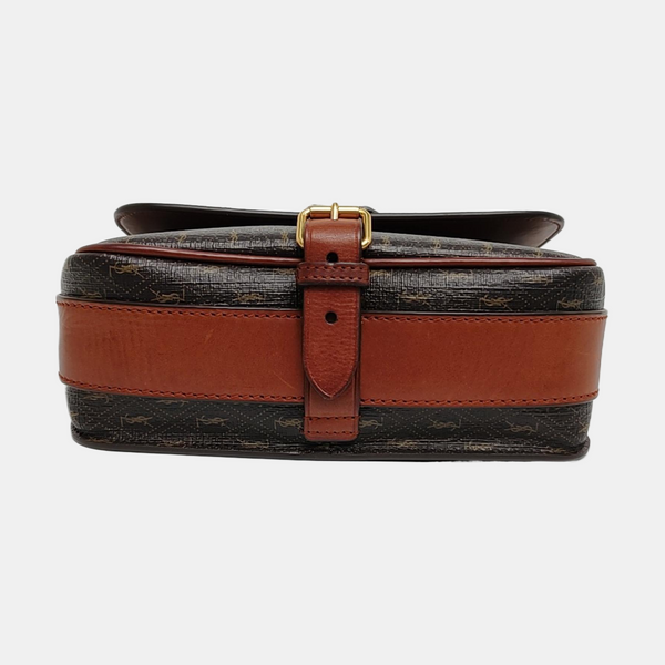 Coated Canvas Crossbody Bag Brown