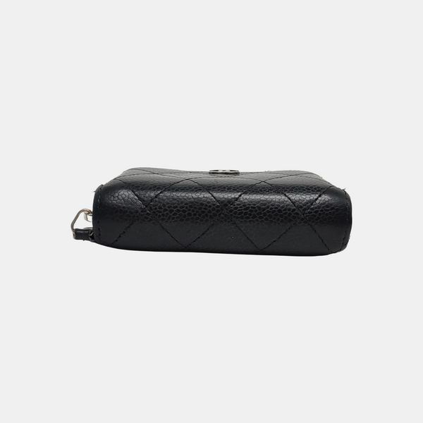 Quilted Grained Calfskin Wallet Black