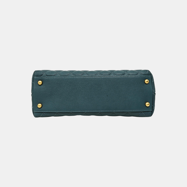 COCO HANDLE Medium Quilted Grained Calfskin Green