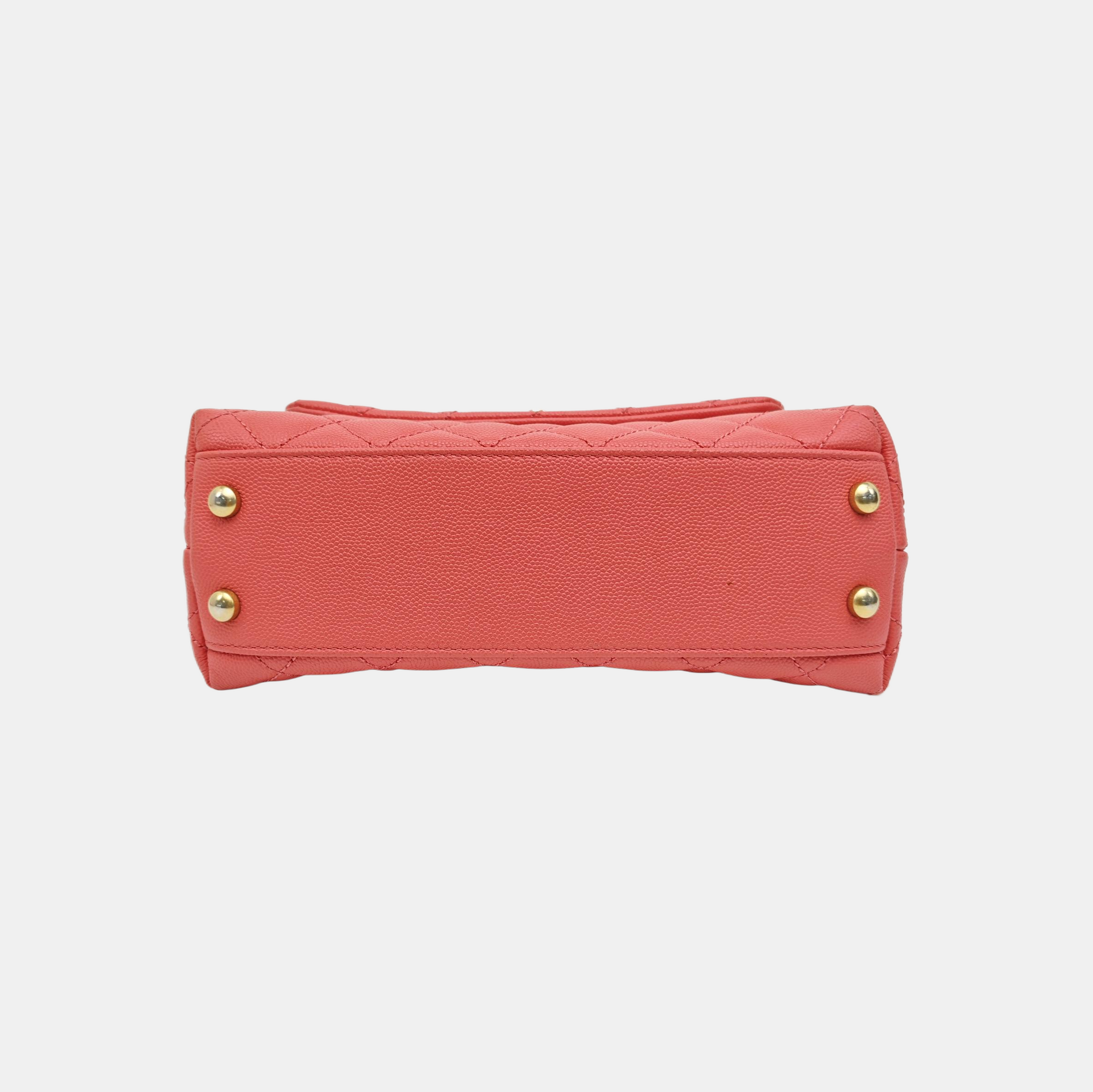 COCO HANDLE Small Quilted Grained Calfskin Pink