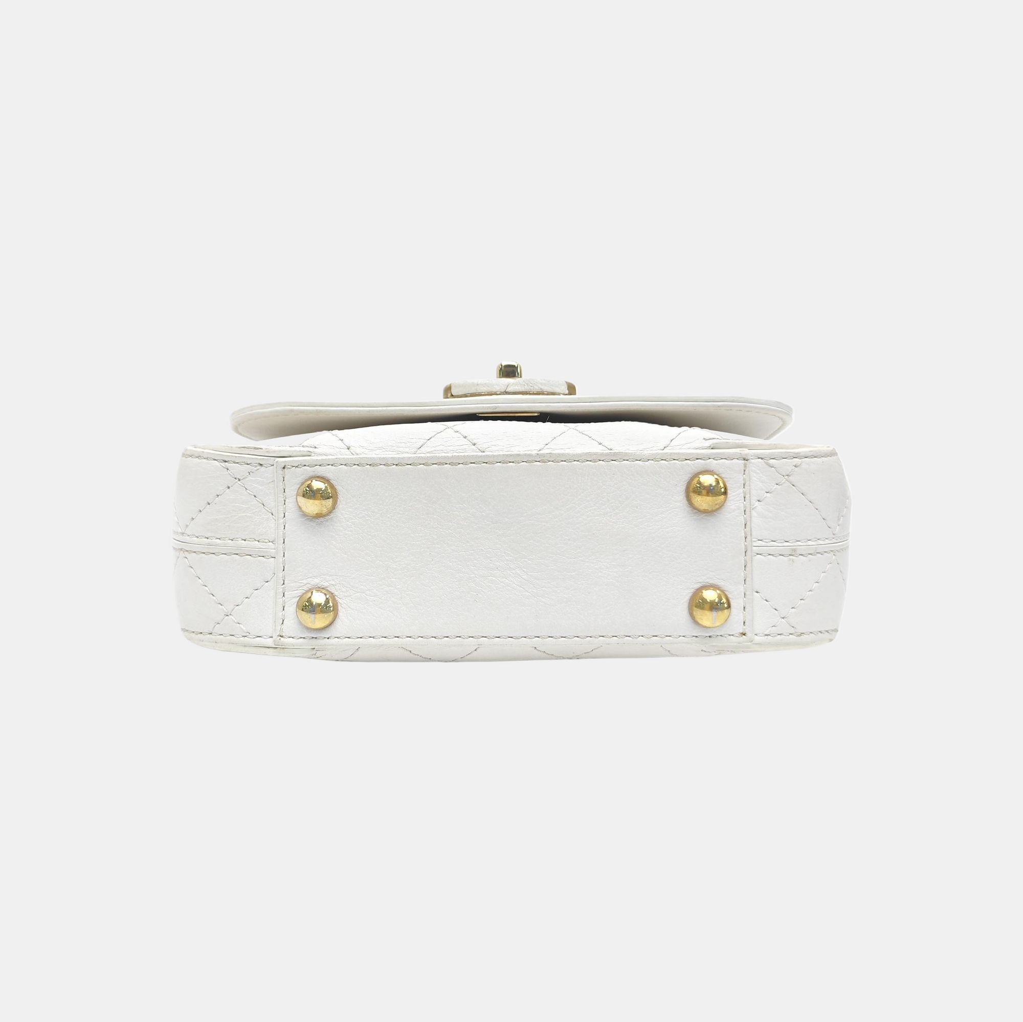 Quilted Calfskin Shoulder Bag White
