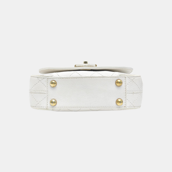 Quilted Calfskin Shoulder Bag White