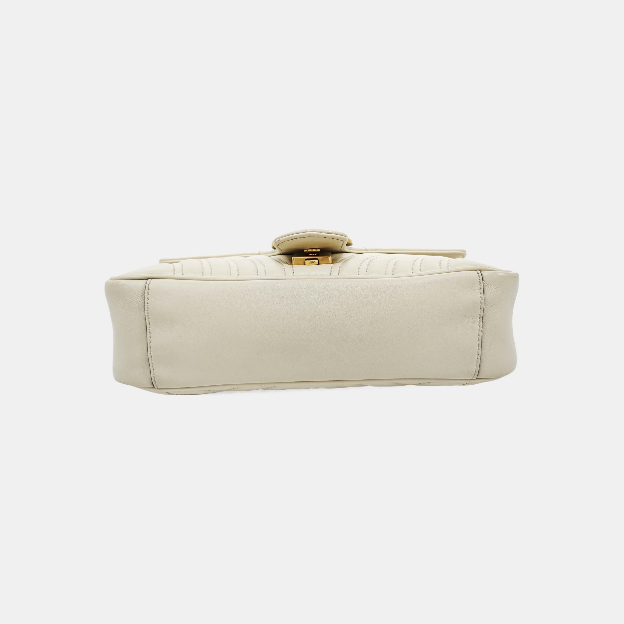 GG Marmont Medium Quilted Calfskin White