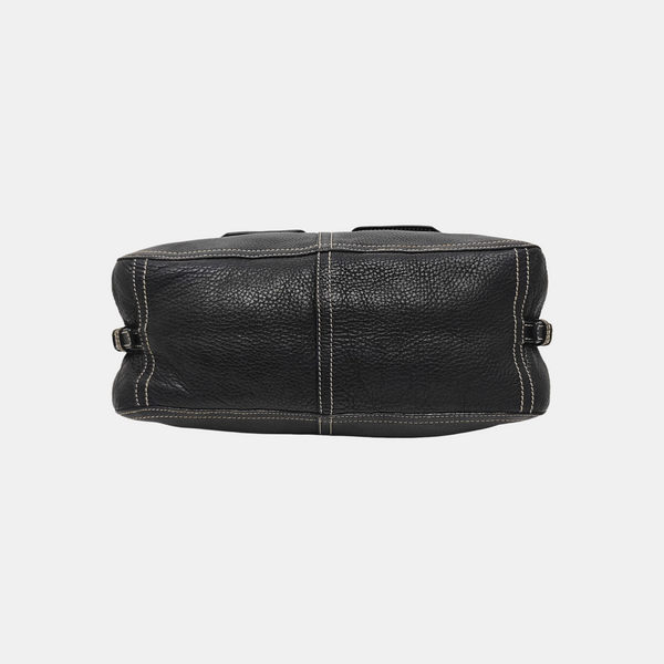 Leather Top Handle Bag Black