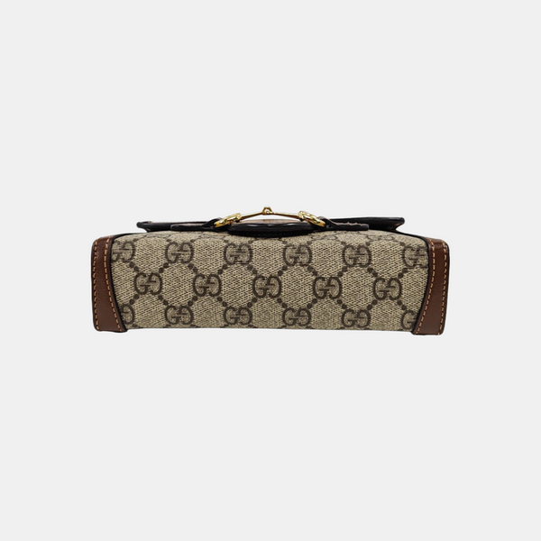Authenticated pre-owned  Horsebit 1955 Mini Monogram Coated Canvas Beige - Shoulder Bag at Looply