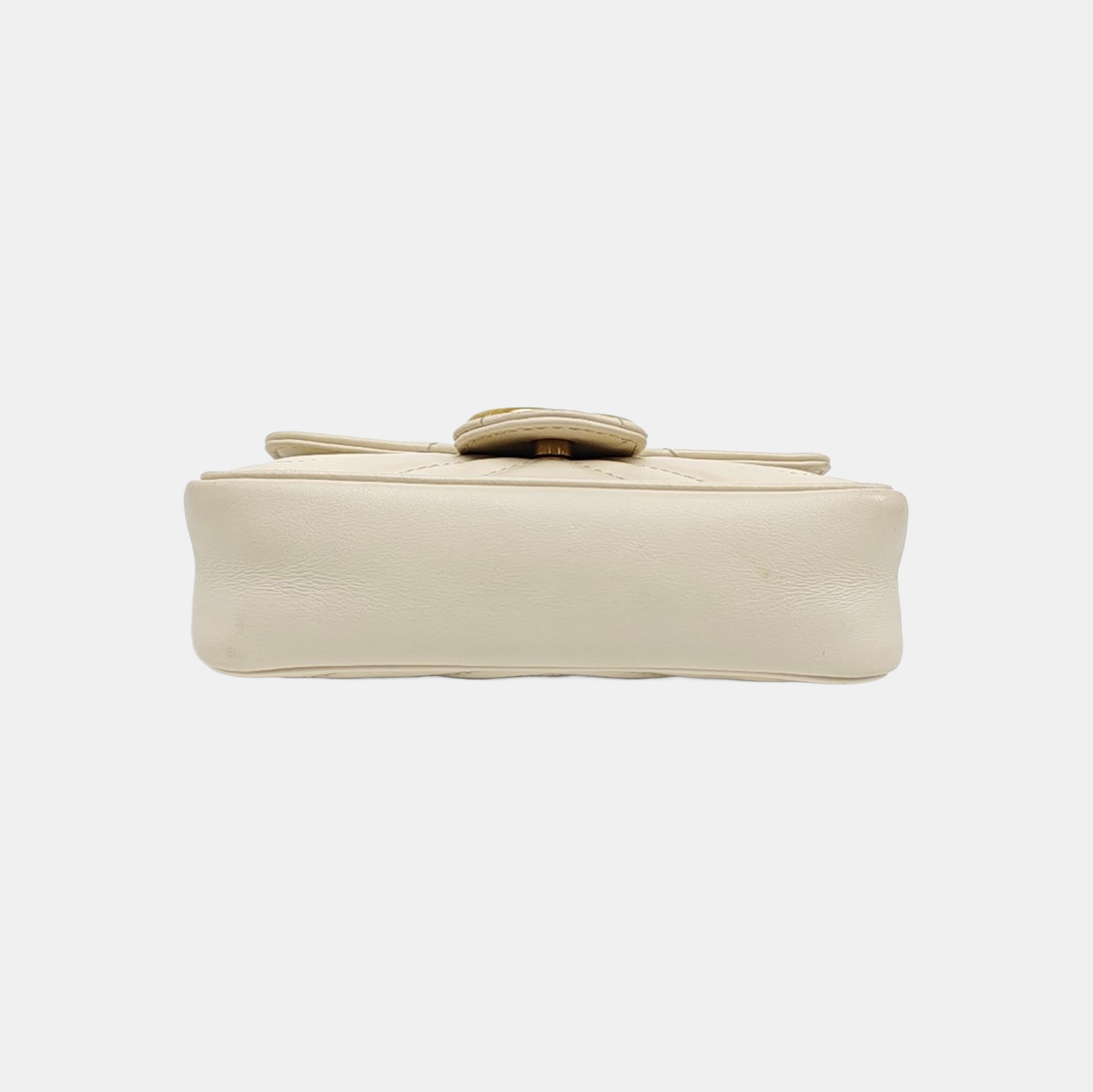 GG Marmont Mini Quilted Calfskin White