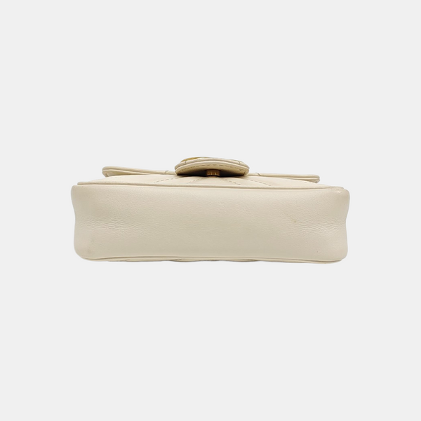 GG Marmont Mini Quilted Calfskin White