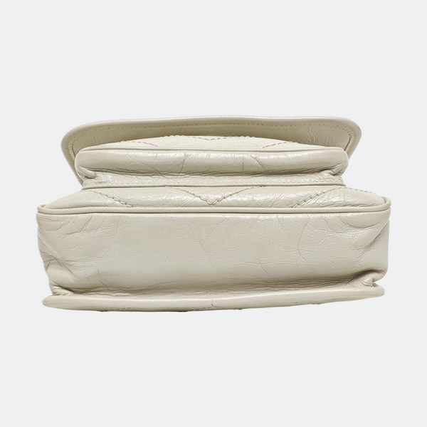 NIKI Small Chevron Calfskin White