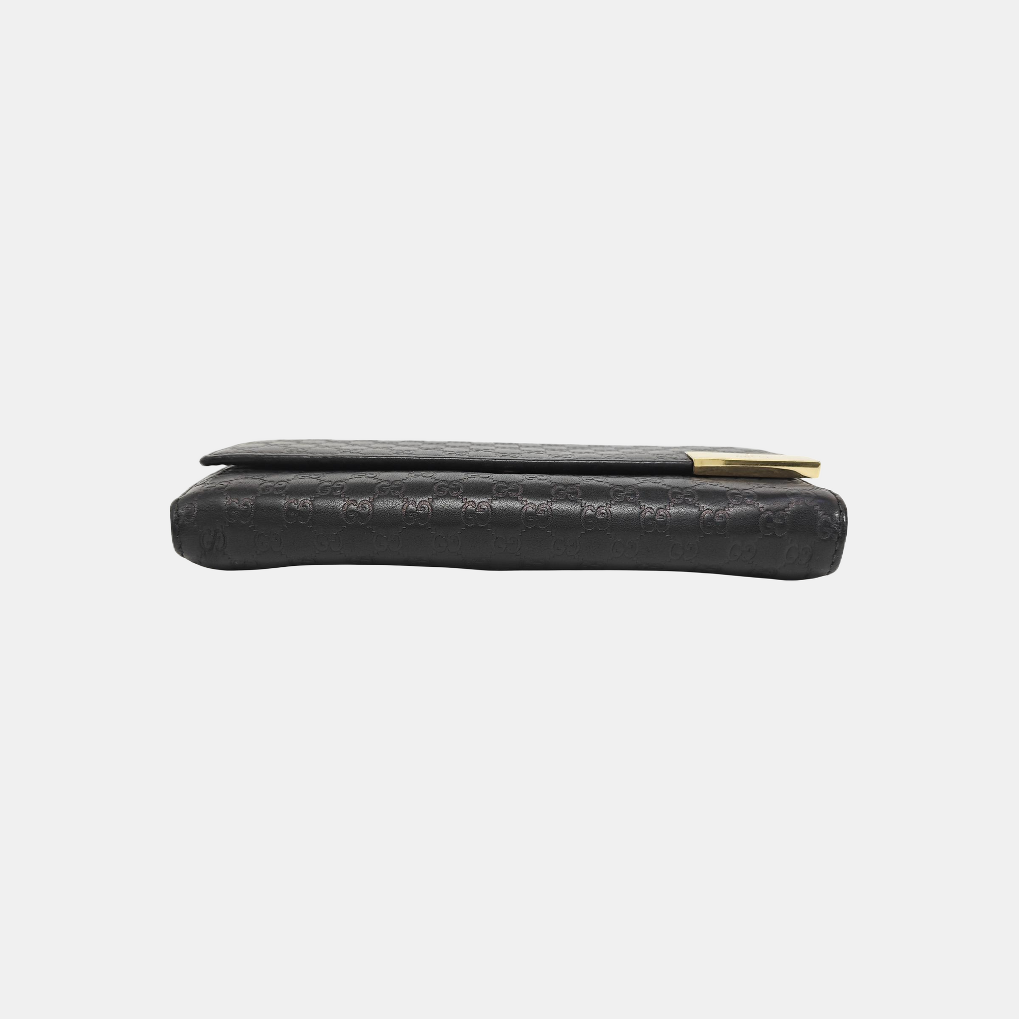Microguccissima Monogram Calfskin Black Wallet