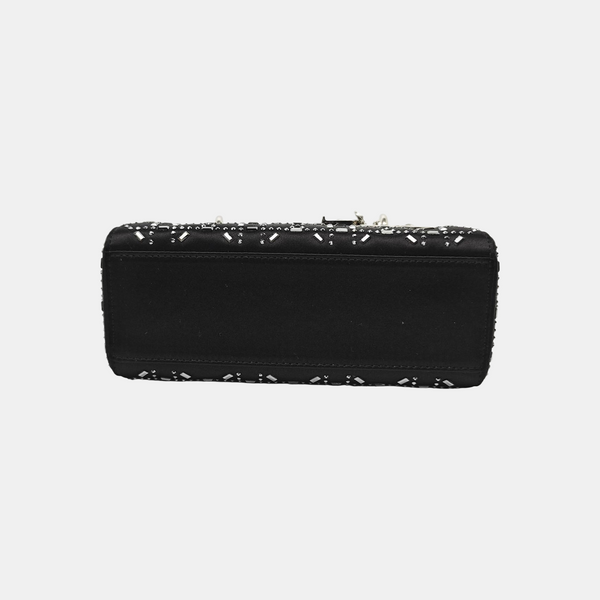 Lady Dior Mini Cannage Silk Satin Black