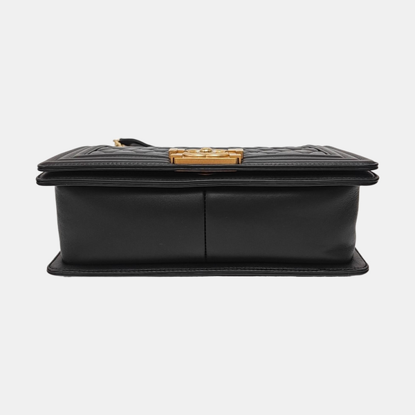 BOY CHANEL Medium Quilted Calfskin Black