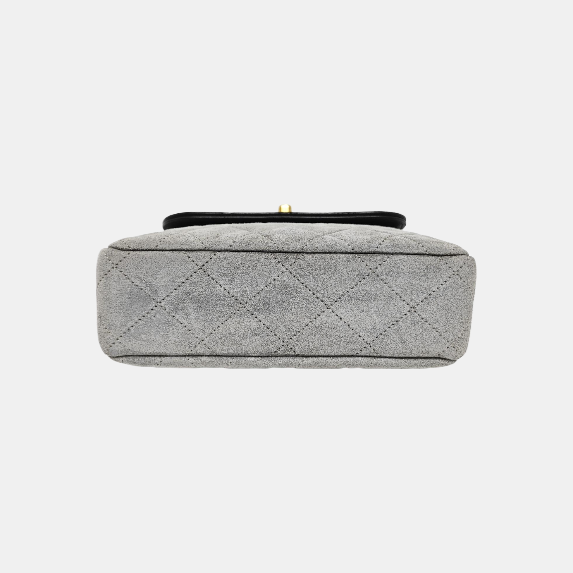 BIJOUX FLAP Quilted Suede Gray