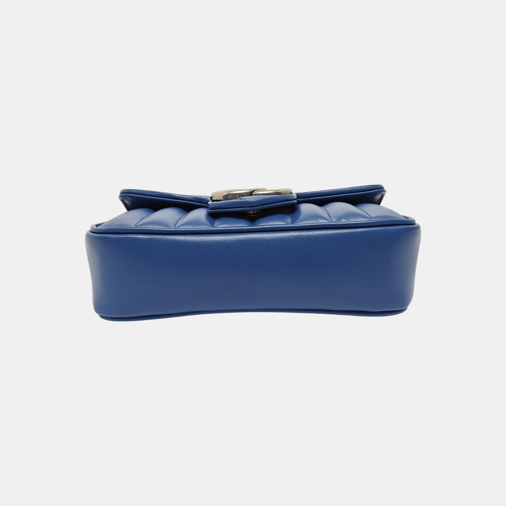 GG Marmont Mini Quilted Calfskin Blue
