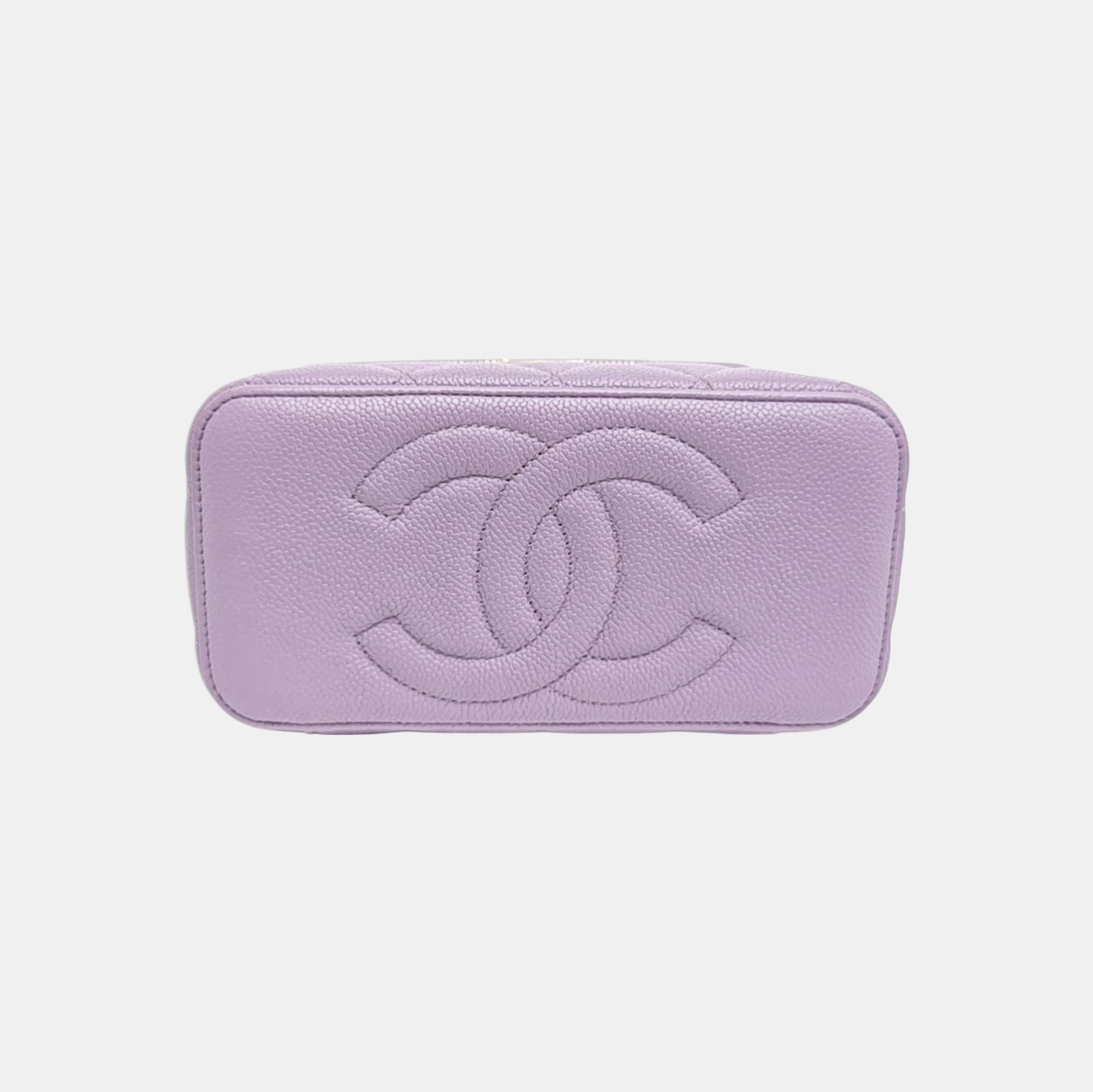 VANITY CASE Small Quilted Grained Calfskin Purple