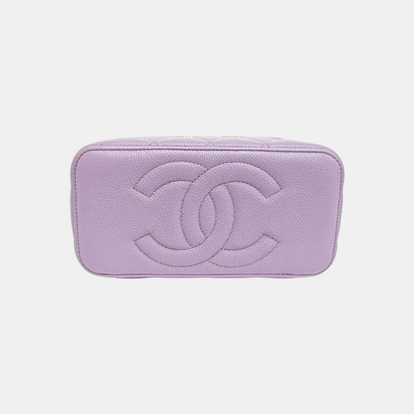 VANITY CASE Small Quilted Grained Calfskin Purple