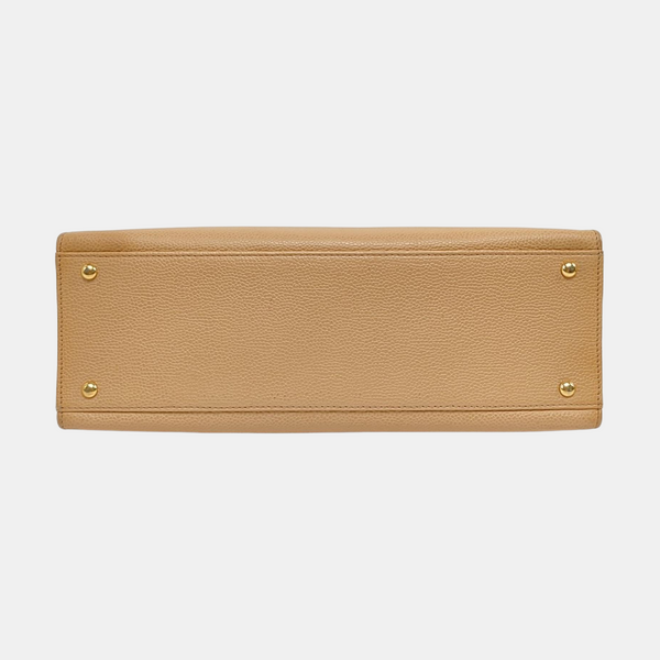 LOGO EMBROIDERED Grained Calfskin Beige