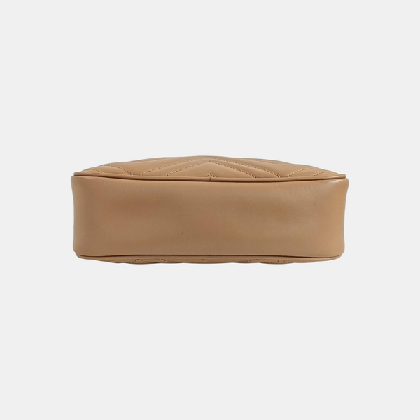 GG Marmont Small Quilted Calfskin Brown