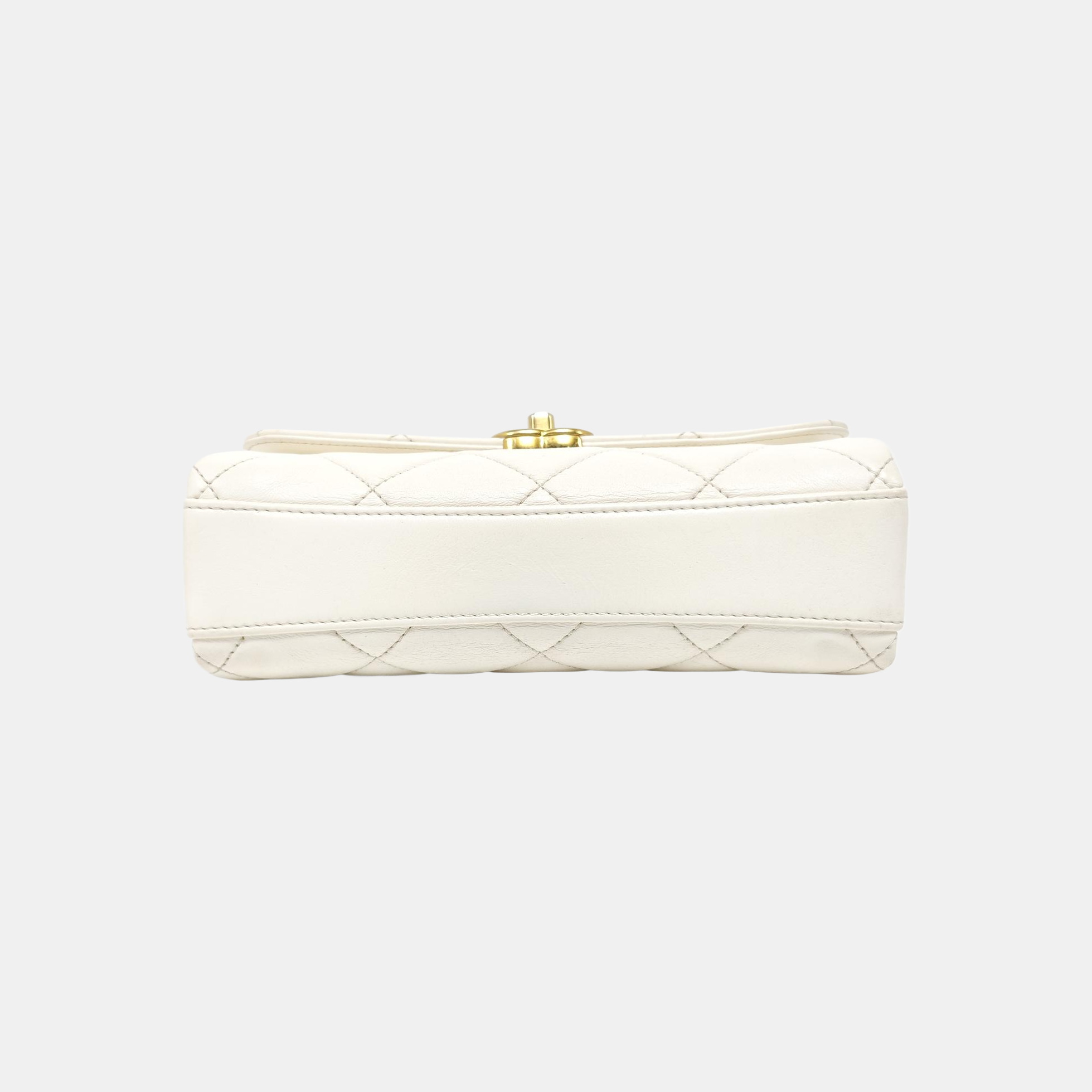 Quilted Lambskin Shoulder Bag Mini White