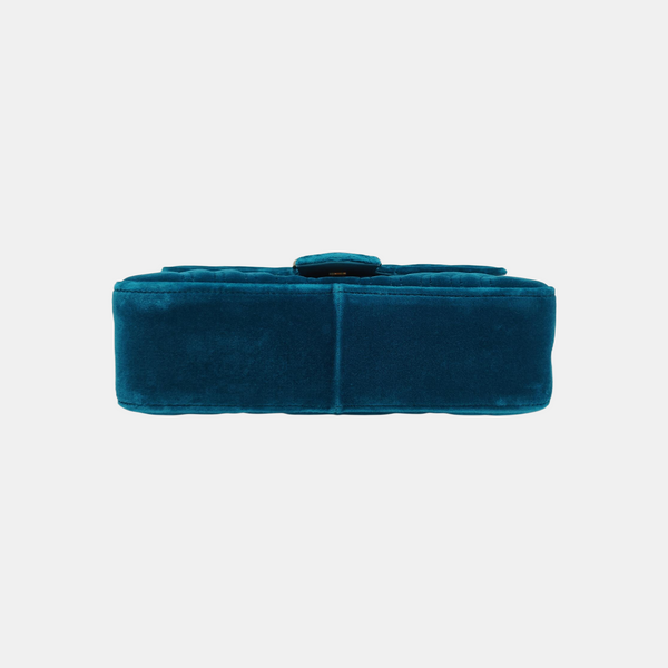GG Marmont Medium Quilted Velvet Blue