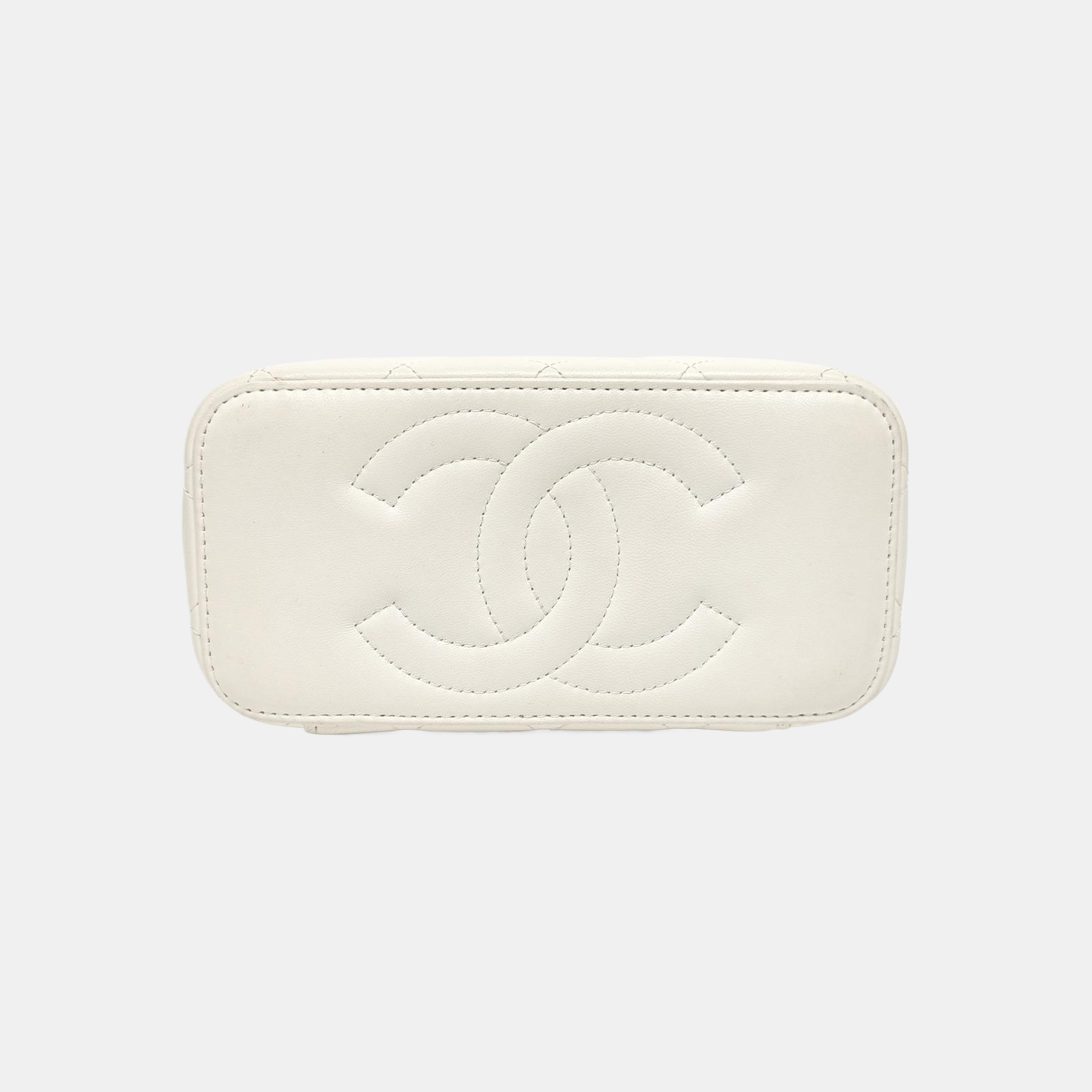 VANITY CASE Small Quilted Lambskin White