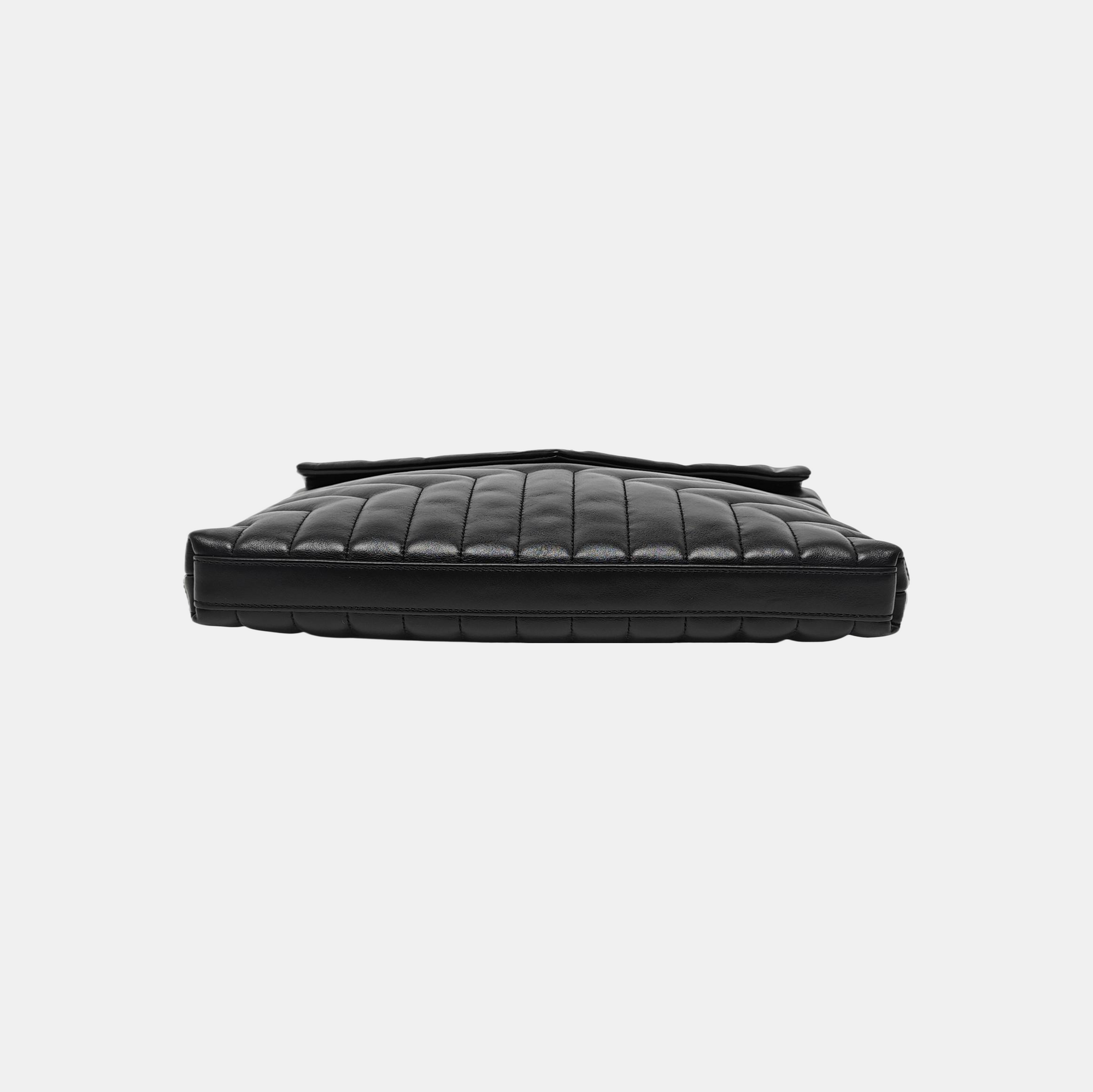 Chevron Calfskin Clutch Black