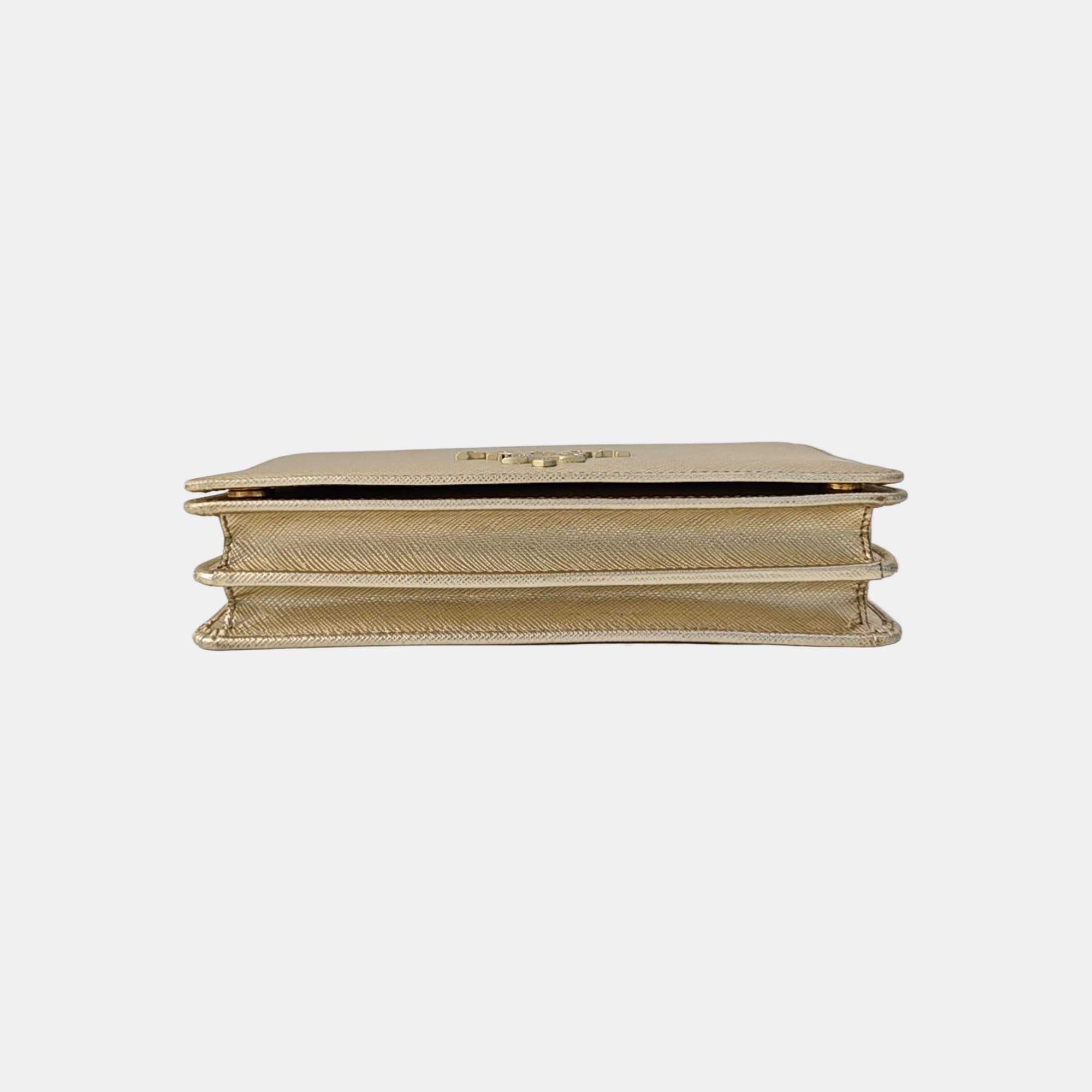 Saffiano Calfskin Shoulder Bag Gold