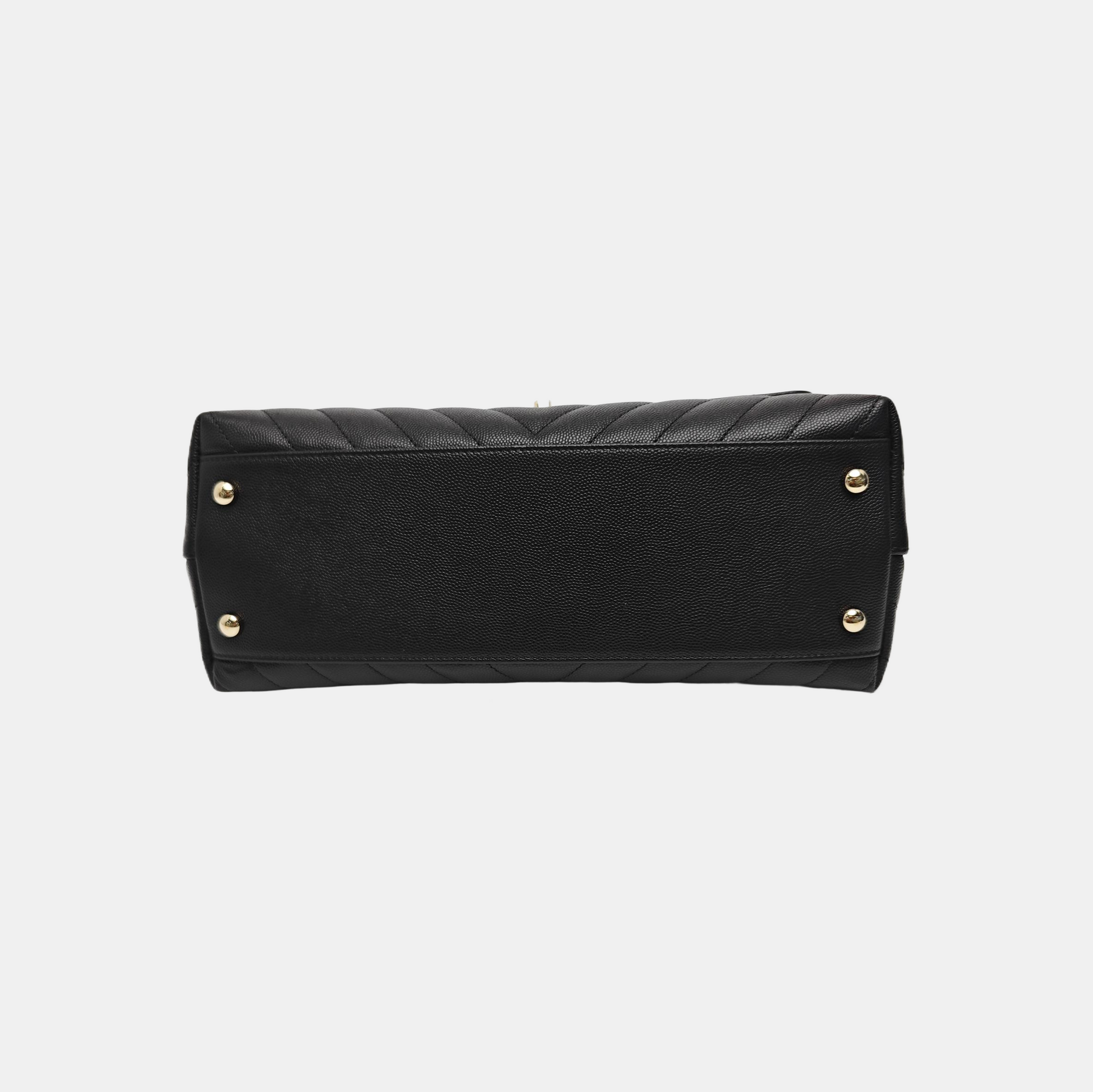 COCO HANDLE Medium Chevron Grained Calfskin Black