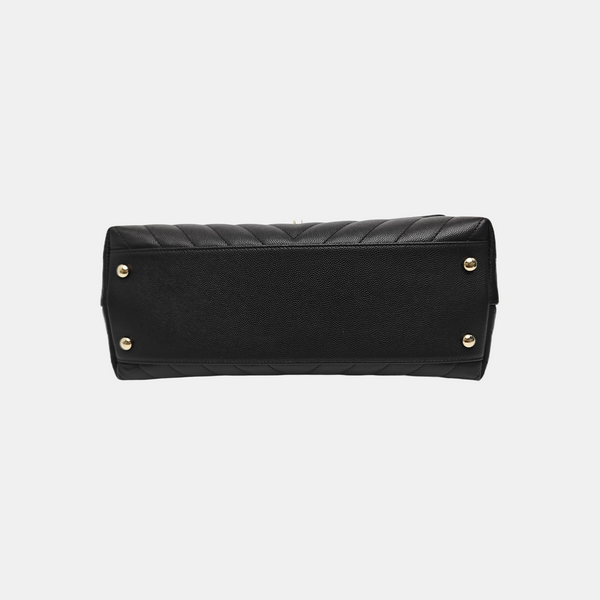 COCO HANDLE Medium Chevron Grained Calfskin Black